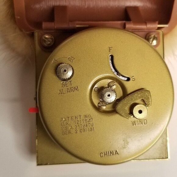 Vintage 50s MCM Westclox Mink Travel Alarm Clock Beige Brown Case Wind Up 3.75" - Picture 6 of 6